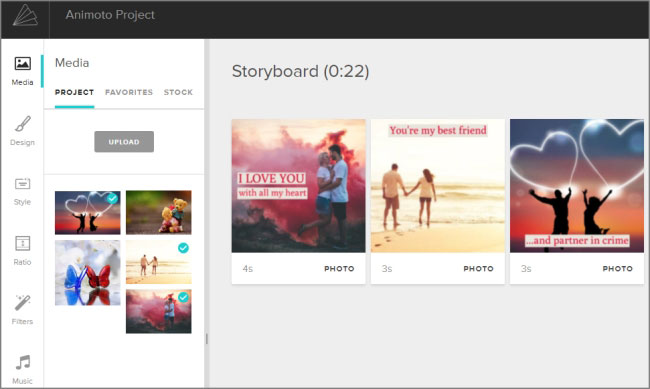 make romantic video with Animoto