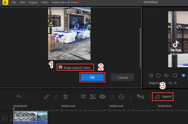 convert portrait video to landscape with beecut