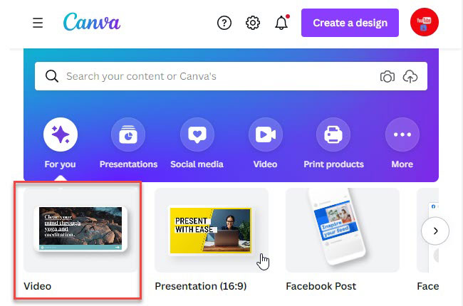 canva main interface