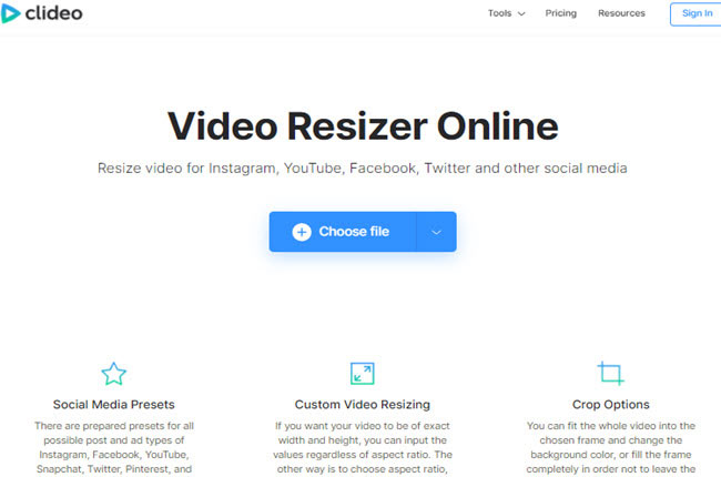 video resizer for instagram named clideo