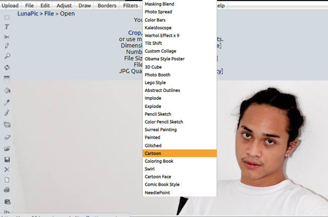 turn photos into cartoon with lunapic