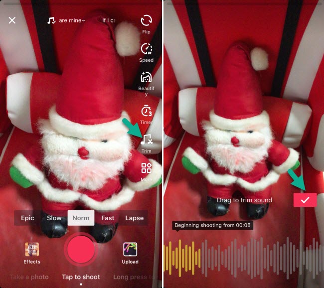 trim a song on TikTok