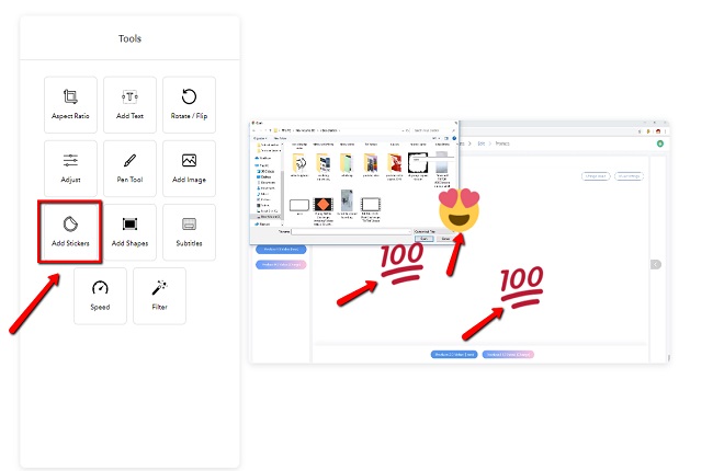put stickers on videos