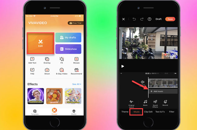 add music to snapchat video using vivavideo