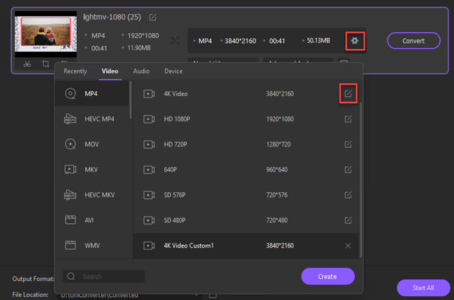 advanced settings of making 60 FPS videos